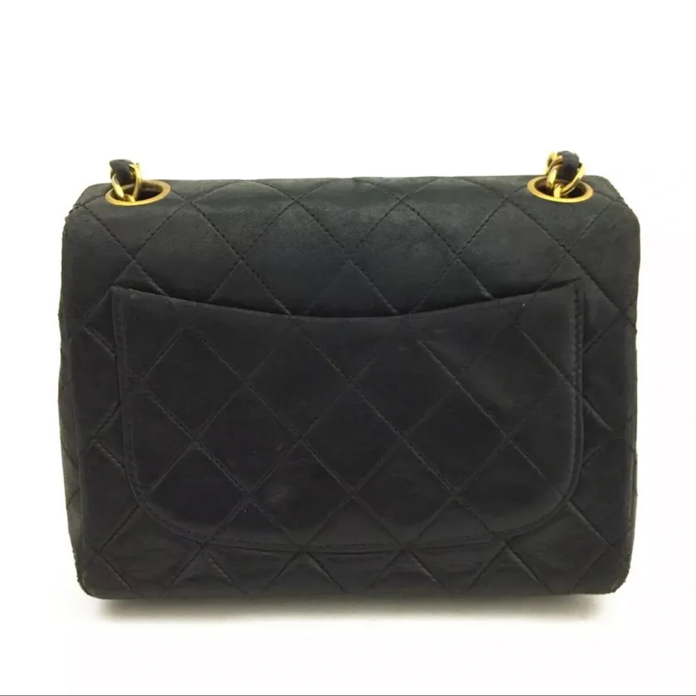 CHANEL Classic Leather Mini Flap Bag: 24k Gold Chain Crossbody Bag - Picture 8 of 14